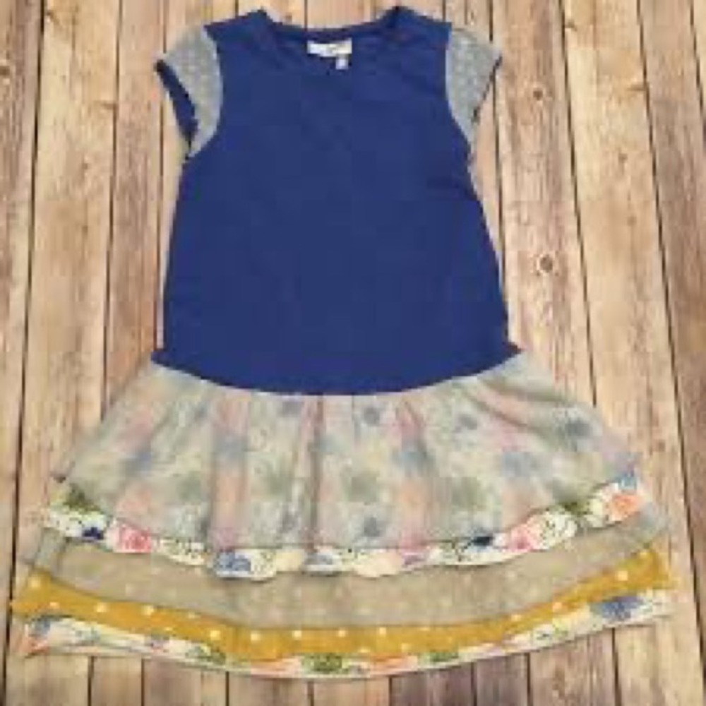 Matilda Jane 435 Girls Size 14 Happy Free Beignet Blue Tiered Dress